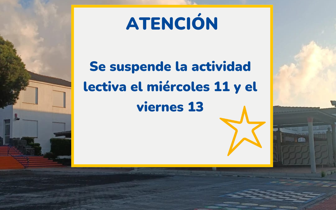 Se suspende la actividad lectiva el miércoles 11 y el viernes 13